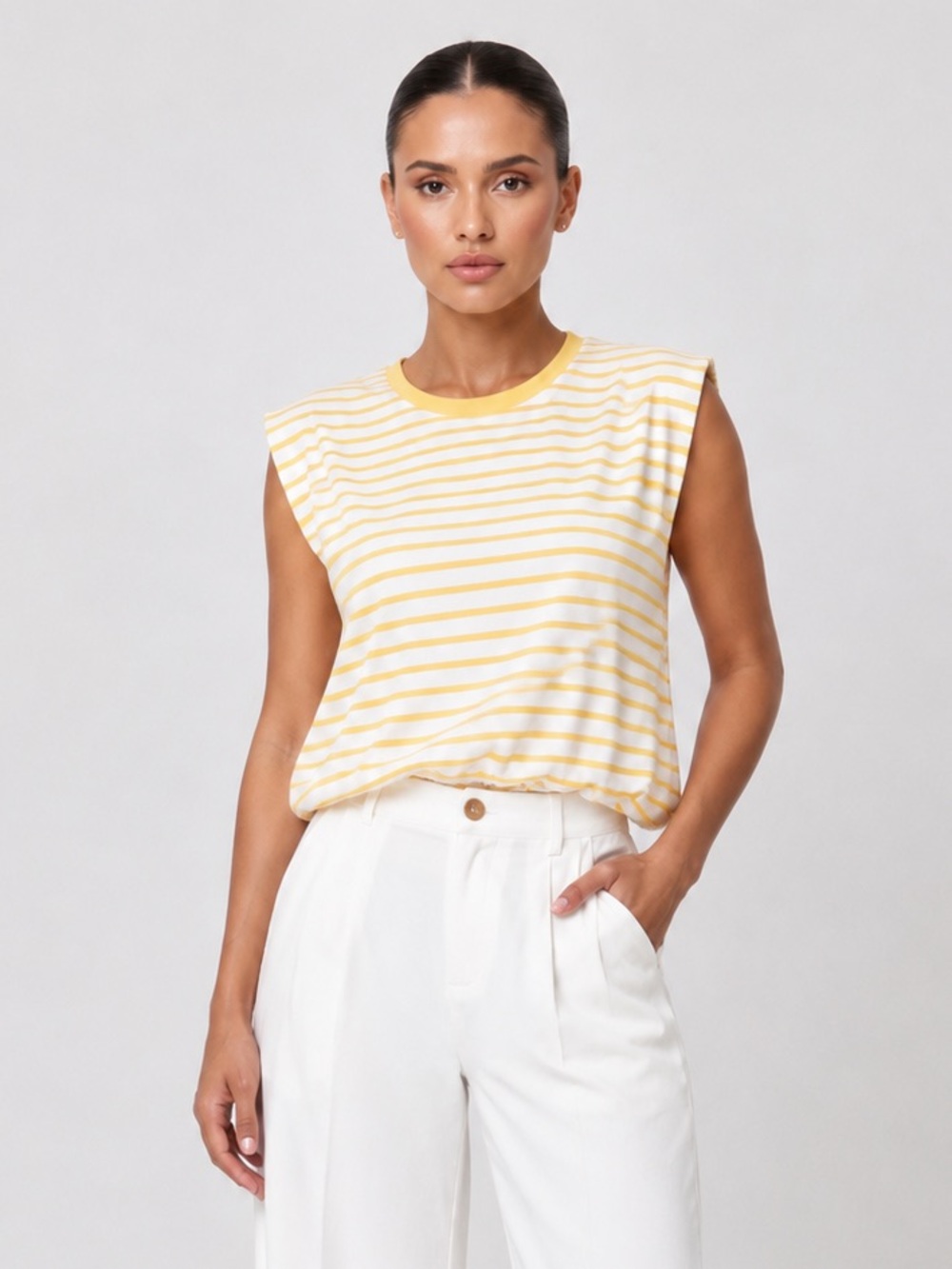 Joe's Arden Slub Yellow & White Striped Muscle Tank